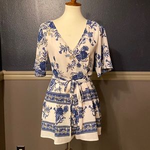 Yellow and Blue Floral Romper